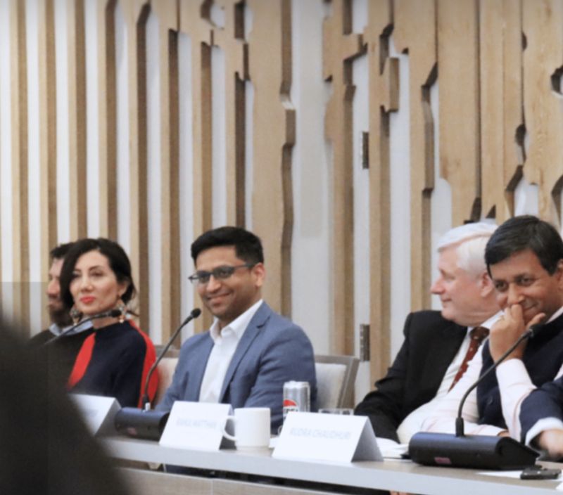 Sara Ahmadian in AI policy discussion with Stephen Harper